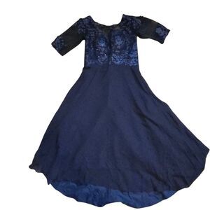 Gothic Navy Blue Bridal Dress